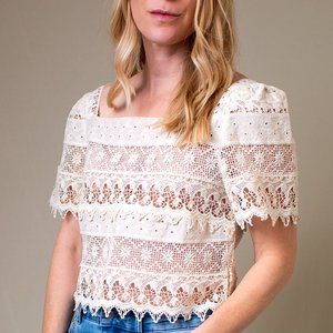 NWT evirwild Bella Boho Crochet Short Sleeve Crop Top